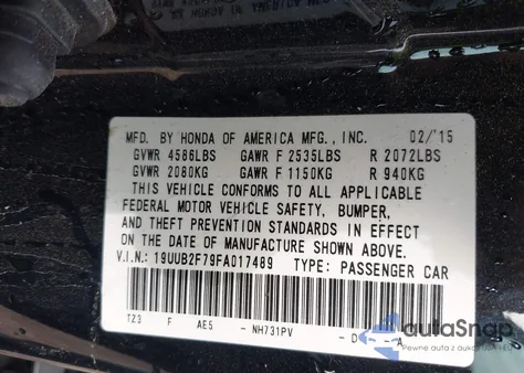 2015 Acura Tlx V6 Advance z USA, uszkodzony, nr VIN 19UUB2F79FA017489